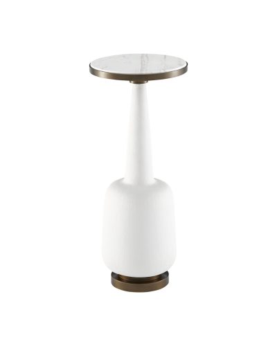 White Gesso and White Marble Drinks Table