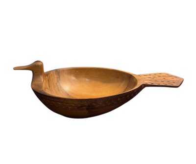 Vintage Carved Wood Bird Bowl