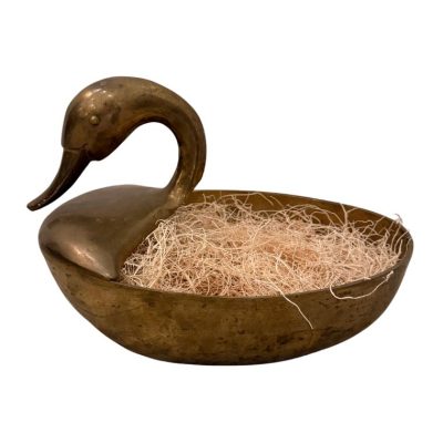 Vintage Brass Swan Planter