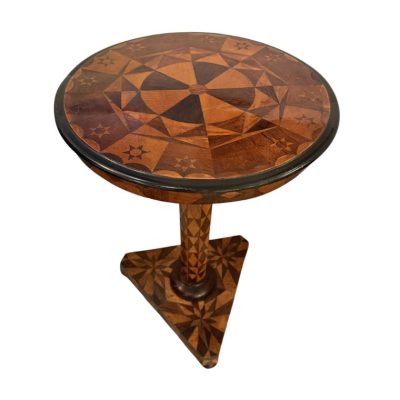 Vintage Round Parquetry Side Table