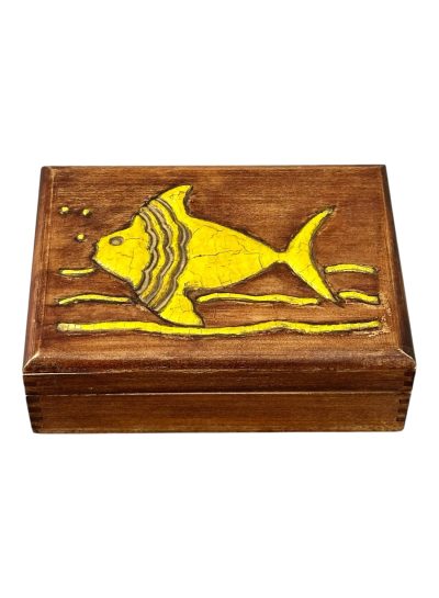 Mid-Century Vintage Wood Playing Card Box