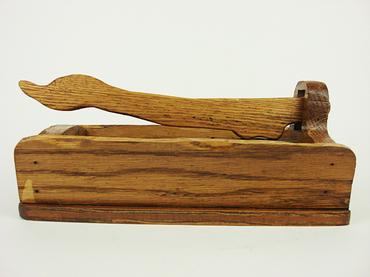 Handmade oak nutcracker bowl with gooseneck handle