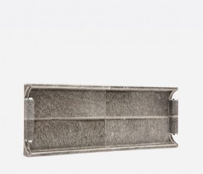 Long Webster Hair-On Hide Tray, available in white or gray hide, displayed against a plain background.