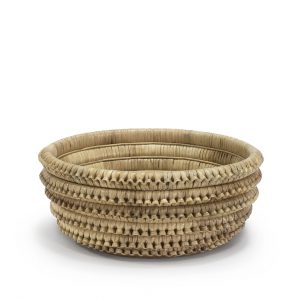 Round blonde pole rattan bowl