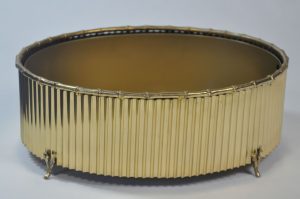Large brass faux bamboo cachepot