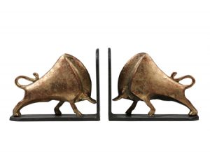 Two bronze bison bookends, antique finish