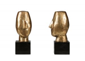Pair of Gold Leaf Faces Statues