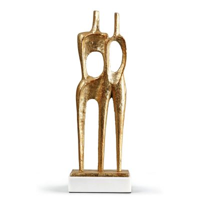 Gold metal unity statue on a marble base