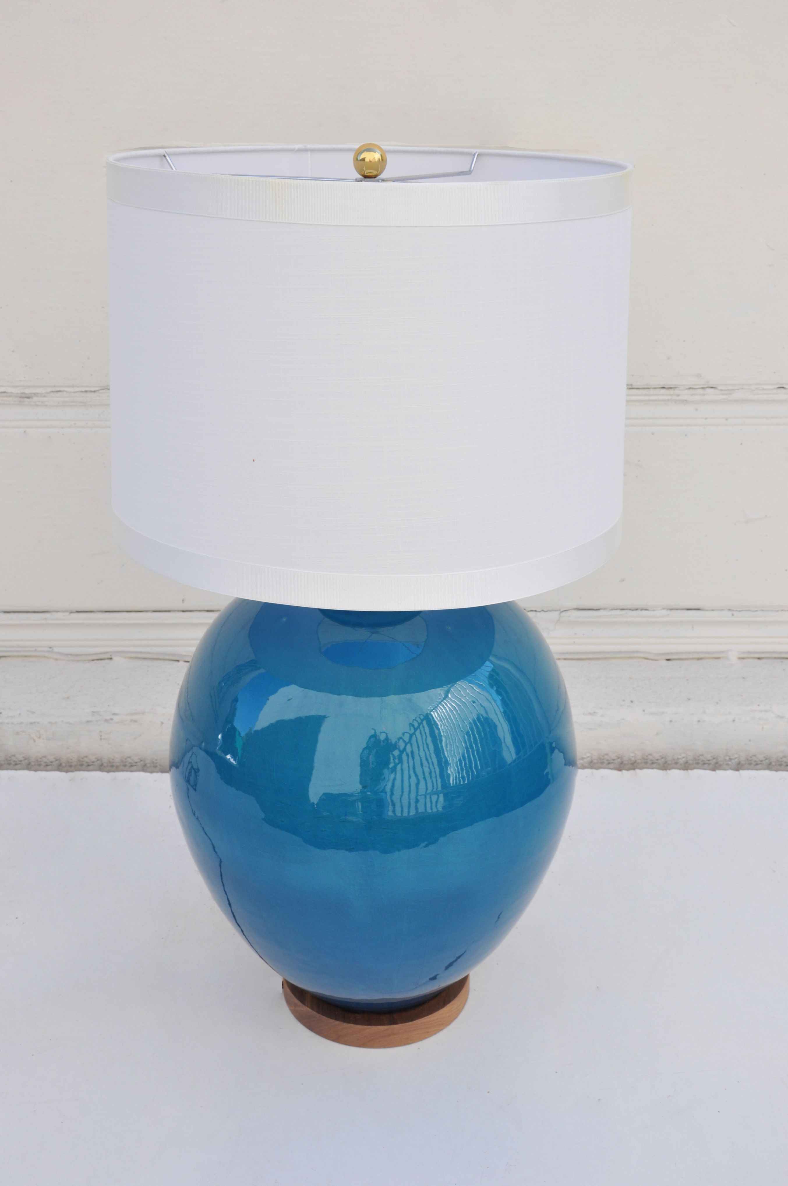 Paul Schneider Valentine Crackled Teal Lamp with 9.5" Harp