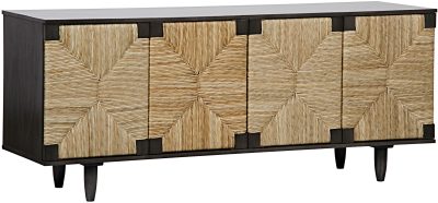 Mahogany Rush Buffet, four doors, small size, modern design.