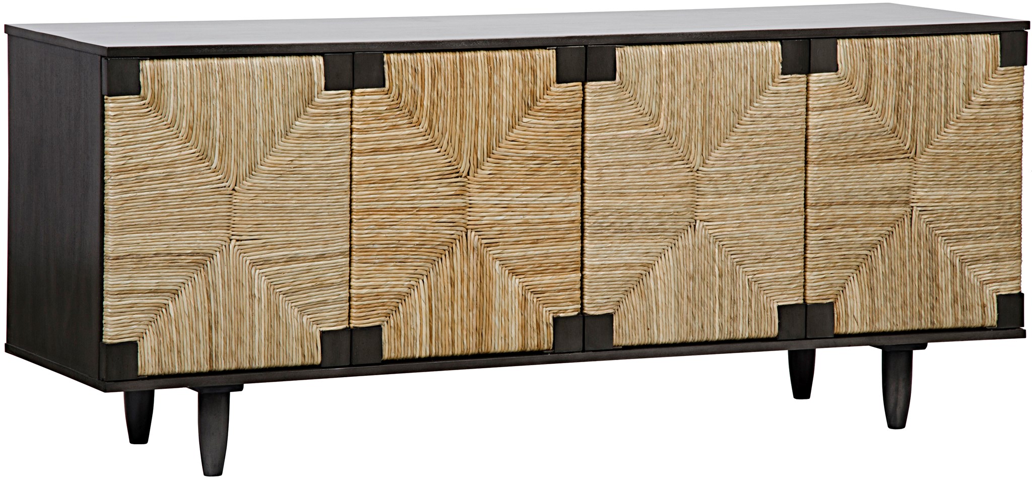 Mahogany Rush Buffet, four doors, small size, modern design.