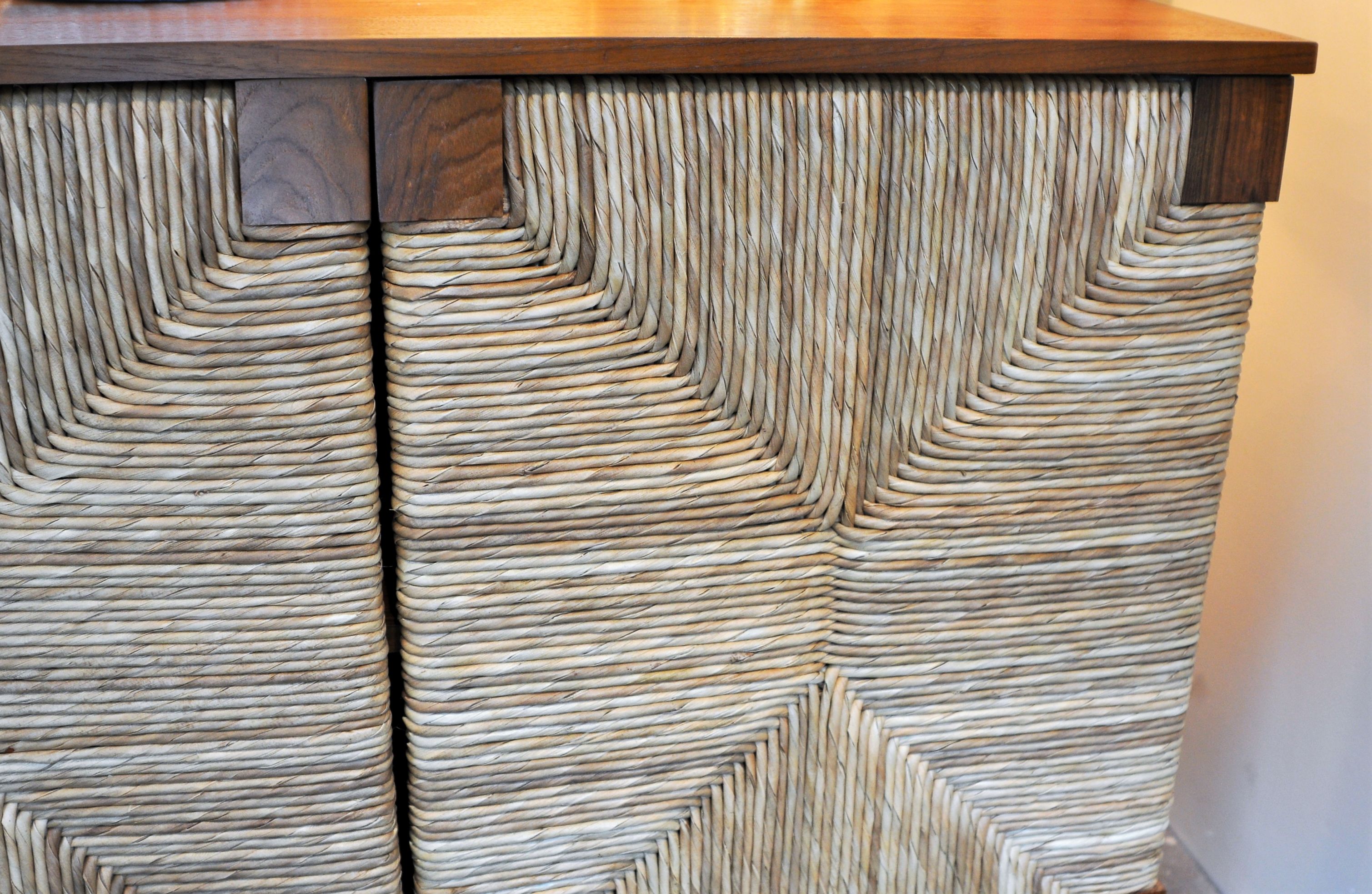 Small wicker buffet with two doors