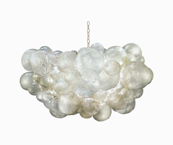 Muriel Cloud Chandelier with cast resin bubbles featuring a canopy and 3 chain showcasing six bulbs not to exceed 60W also available