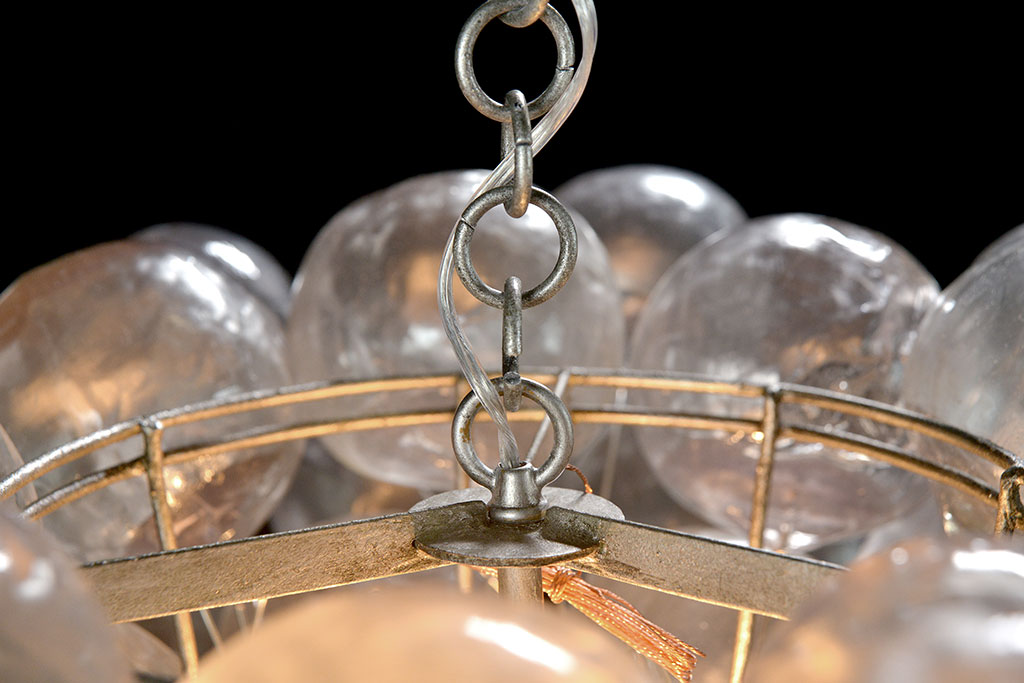 Muriel Cloud Chandelier with cast resin bubbles and a chain featuring six bulbs that should not exceed 60 watts Also available in