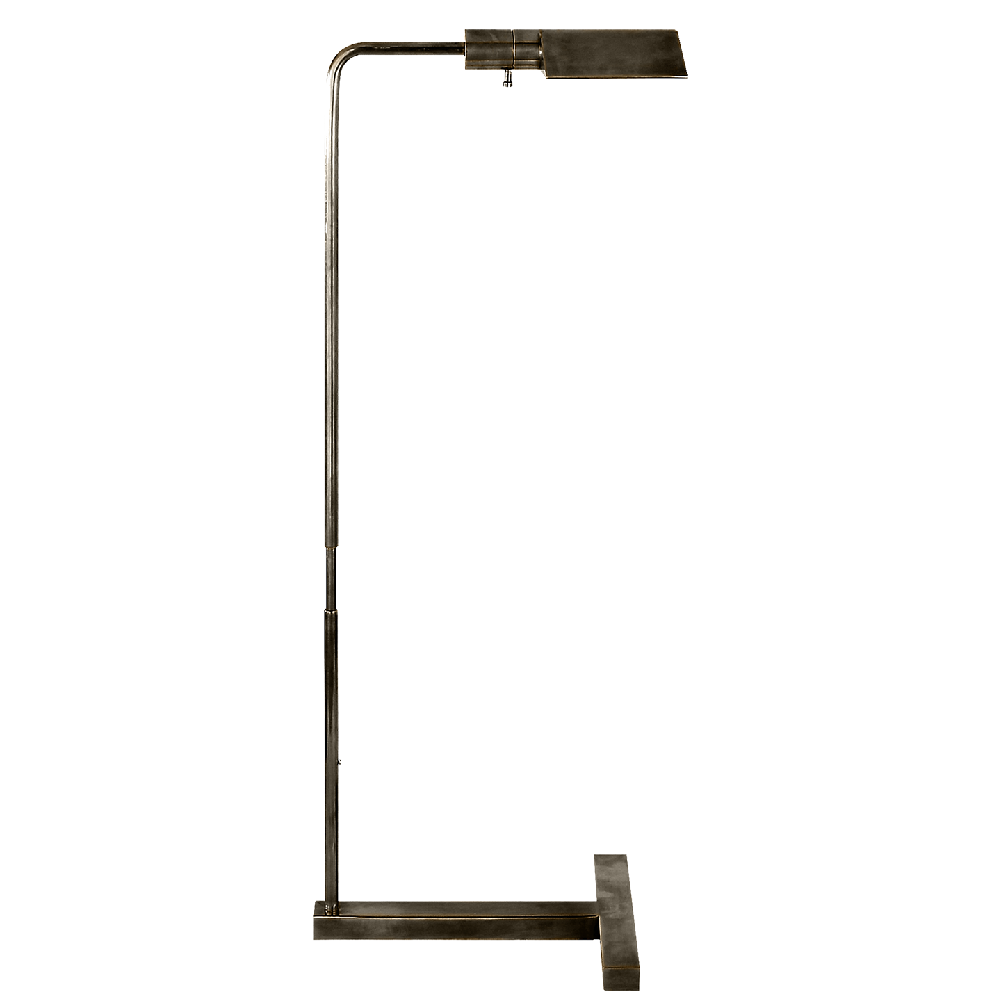 A tall floor lamp with a sleek modern design featuring an adjustable arm and a dimmer socket with 40 T Wattage The
