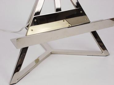 Esteban Display Lamp, polished nickel finish, standing on a white surface.