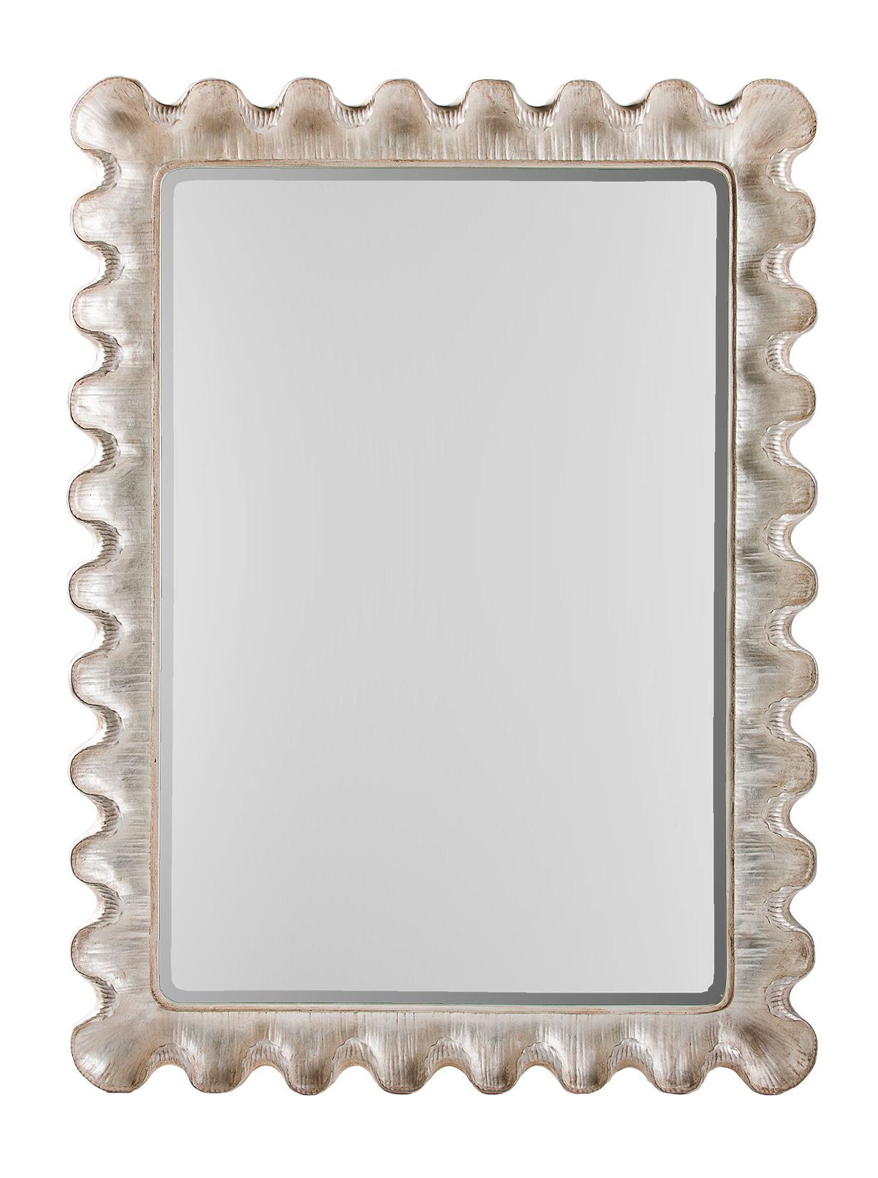 Sterling silver leaf resin wave mirror.