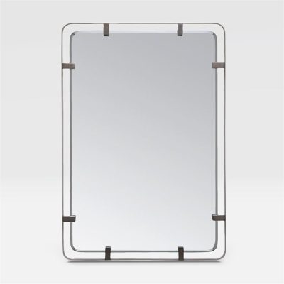 Metal clip steel mirror against white background