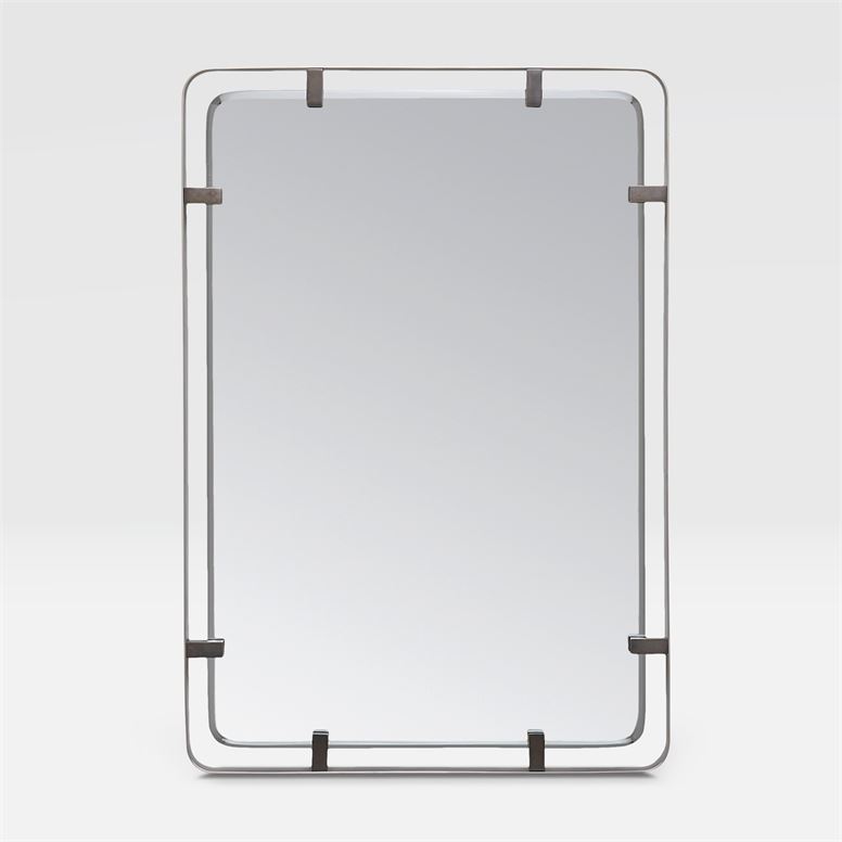 Metal clip steel mirror against white background