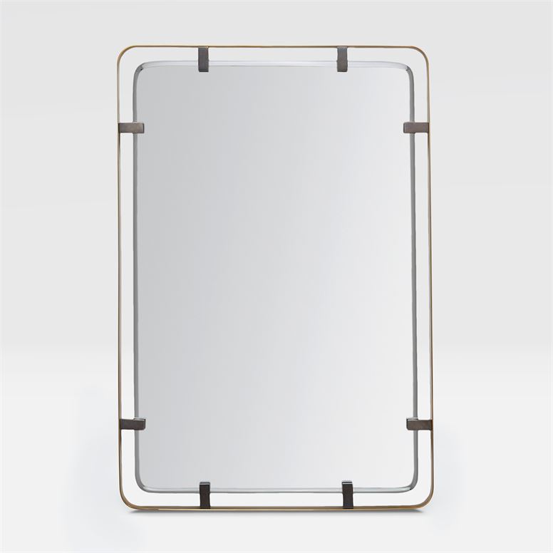 Metal clip steel mirror with a sleek design, available in three finishes: pewter steel, bronze steel, and matte brass steel.