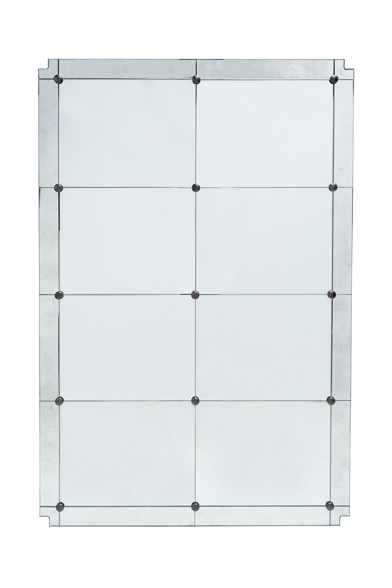 Terese Paneled Mirror with gold details and clipped corners 2" Aged Mirror Border