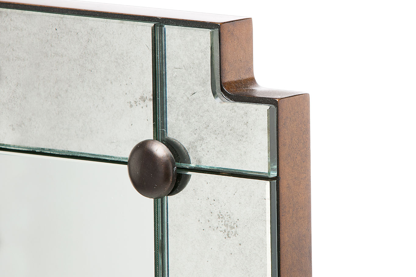 Terese Paneled Mirror with gold details and clipped corners against a white background
