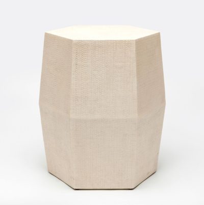 Tuston hexagonal raffia stool off-white color available in various other colors including seal black French gray olive and vintage navy with a